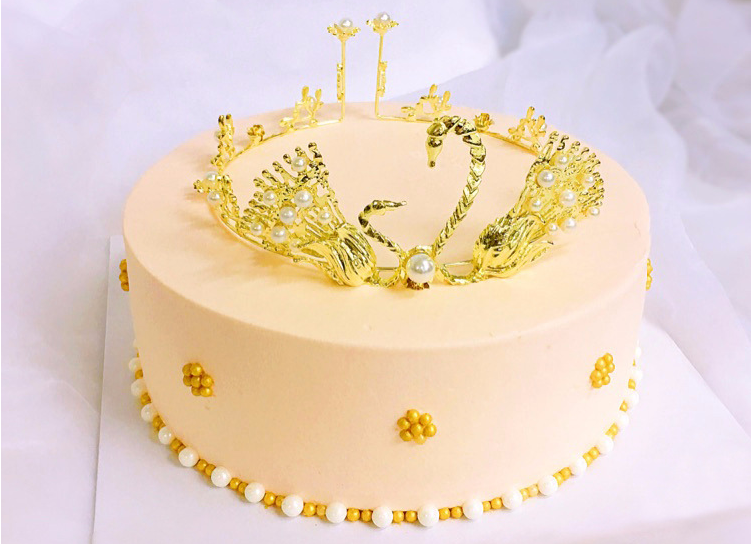 Birthday Crown Cake Decoration Golden Pearl Swan Crown Birthday Hat Gifts Gift