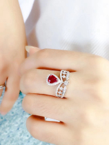 Top Jewel Red Gem Ring Princess Money Natural Dove Blood Ruby 18k Gold Studded Diamond Gem Ring