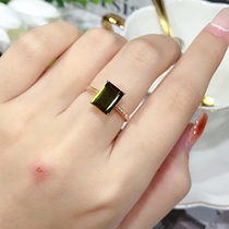 ( New special price series )18k Gold inlaid with natural green seal fashion simple ring lady DD