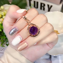 The necklace 18K gold pendant natural purple crystal color gemstone light luxury crash