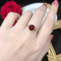 Natural Pomegranate Stone Ring 18K Gold Color Gold Ring Pigeon Blood Ruby Ring Woman