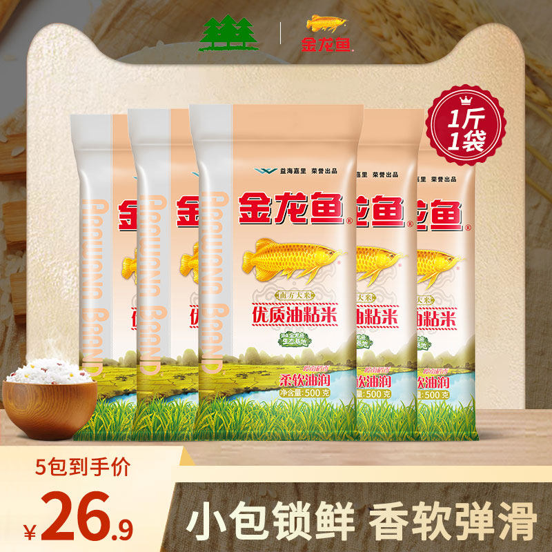 Golden Arowana high quality oil sticky rice 500g*5 bags of student dormitory rice