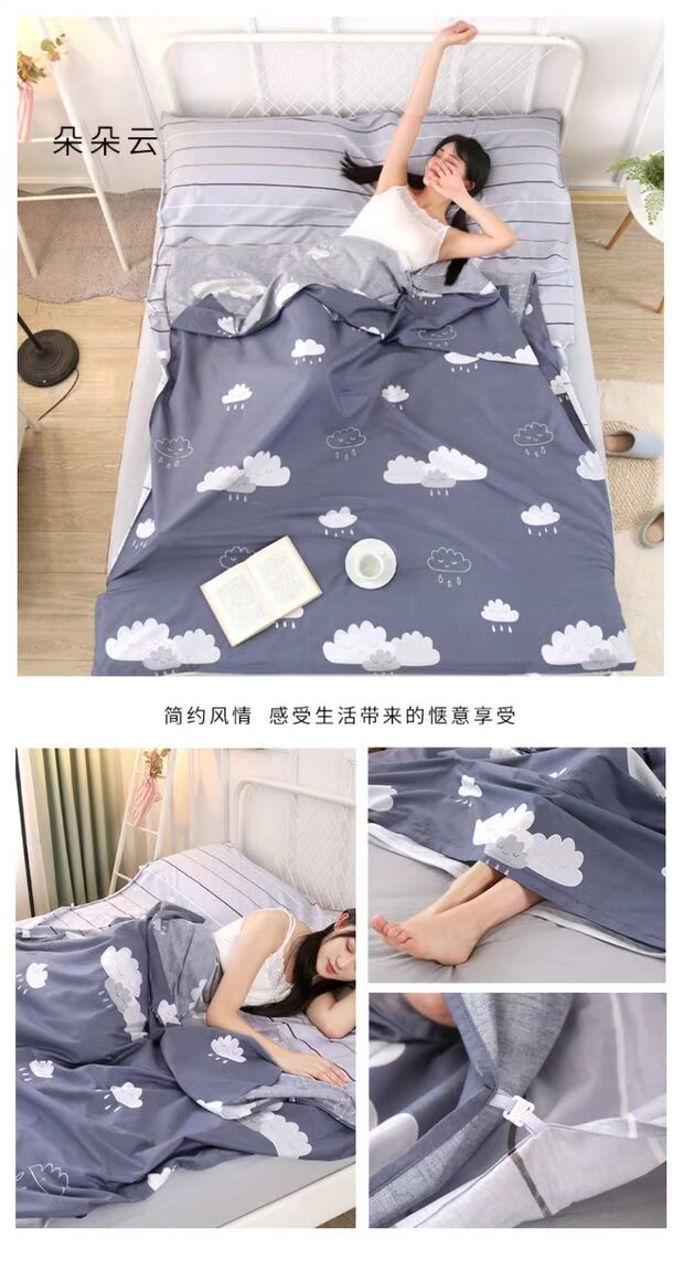 Khách sạn du lịch ngoài trời qua túi ngủ bẩn cotton nhẹ khách sạn di động trong nhà đơn đôi giường người lớn khăn trải giường chống bẩn tui ngu van phong travelgear