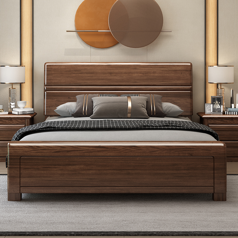 Walnuts wood bed 1 8 m master bedroom with double bed minimalist modern 1 5 m contained bed 1 2 m single bed