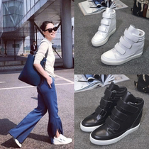 Star Faye Wong with the same leather inner height-increasing white shoes womens shoes 2019 high-top velcro sports casual shoes