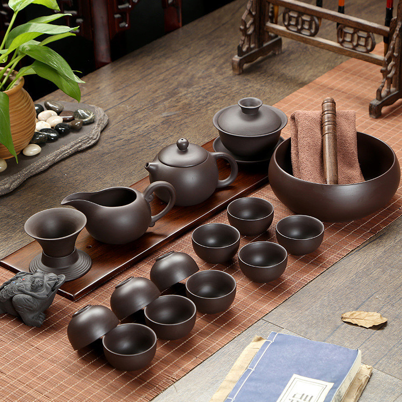 Shi Jian Shu Purple Sand Shi Shi Pot Household Kung Fu tea set Ceramic Vermilion tea Set Tea cup Fair Cup Teapot