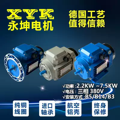 Original Taiwan Yongkun XYK AC aluminum shell three-phase asynchronous motor motor 2 2 3 4 5 5 7 5KW
