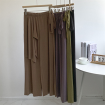 Crystal linen wide-leg pants for women high-waist slimming yoga pants dance trousers straight-leg pants temperament practice floor mopping pants for women