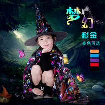 Halloween Childrens cloak Witch witch Magic Wizard cloak cap Christmas cloak Kindergarten stage performance costume