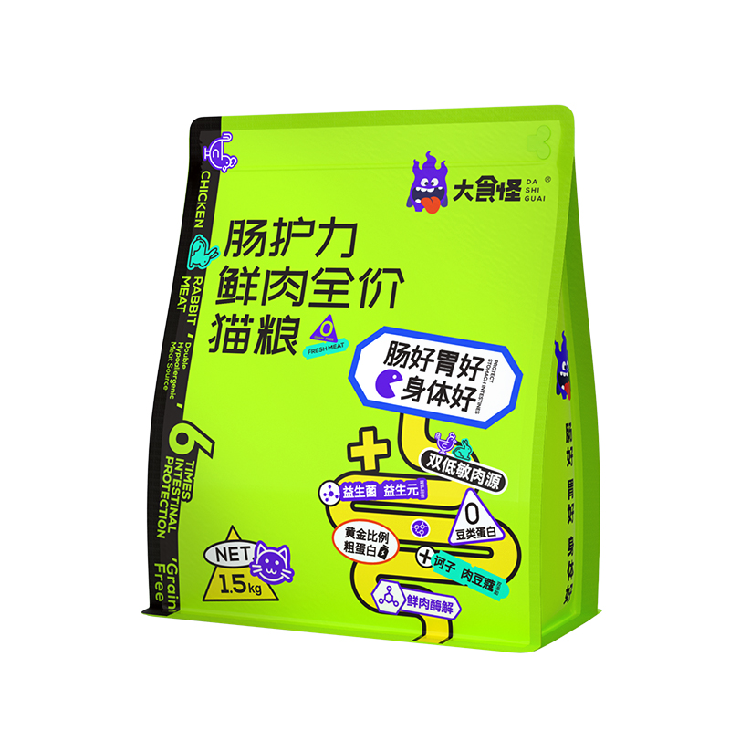大食怪肠护力鲜肉布偶低敏防软便老幼猫益生菌肠胃呵护全价猫粮