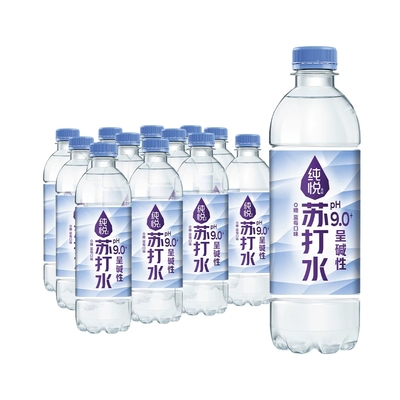 纯悦苏打水ph9.0+白桃味柠檬味含锌含烟酸饮用水0脂肪450ml*15瓶