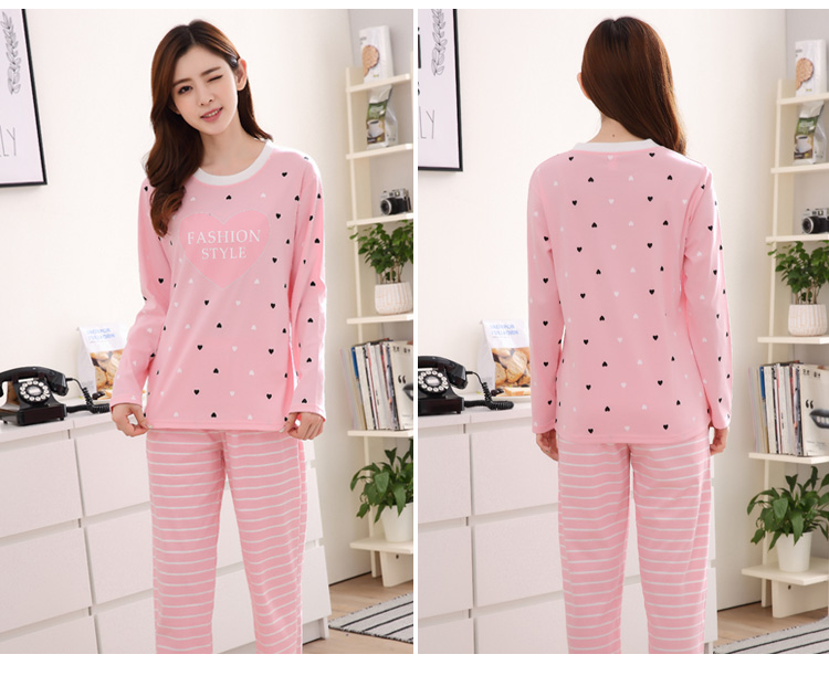 Quần cotton dài tay giản dị đồ ngủ nữ mùa thu hoạt hình cotton mùa xuân và mùa thu nữ phục vụ nhà sinh viên phù hợp với phiên bản Hàn Quốc đồ bộ short mặc nhà