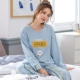 Bộ đồ ngủ cotton mùa xuân và mùa thu nữ dài tay quần dài hoạt hình cotton nữ phục vụ mùa đông phù hợp với phiên bản Hàn Quốc pijama nam