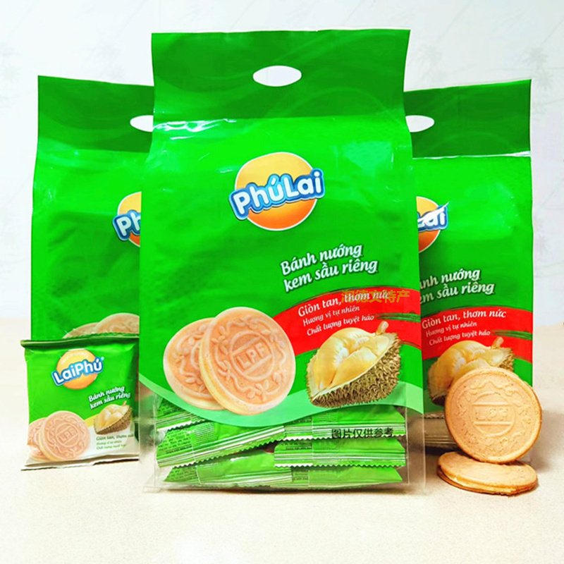 3 bags of X350g Vietnamese durian biscuits authentic casual snack imported Laiphu crisp wafer sandwich cake