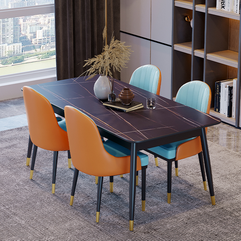 Rock Plate Table Commercial Restaurant Modern Minima Light Extravagant Rectangular Dining Table Marble Dining Table And Chairs Combination-Taobao