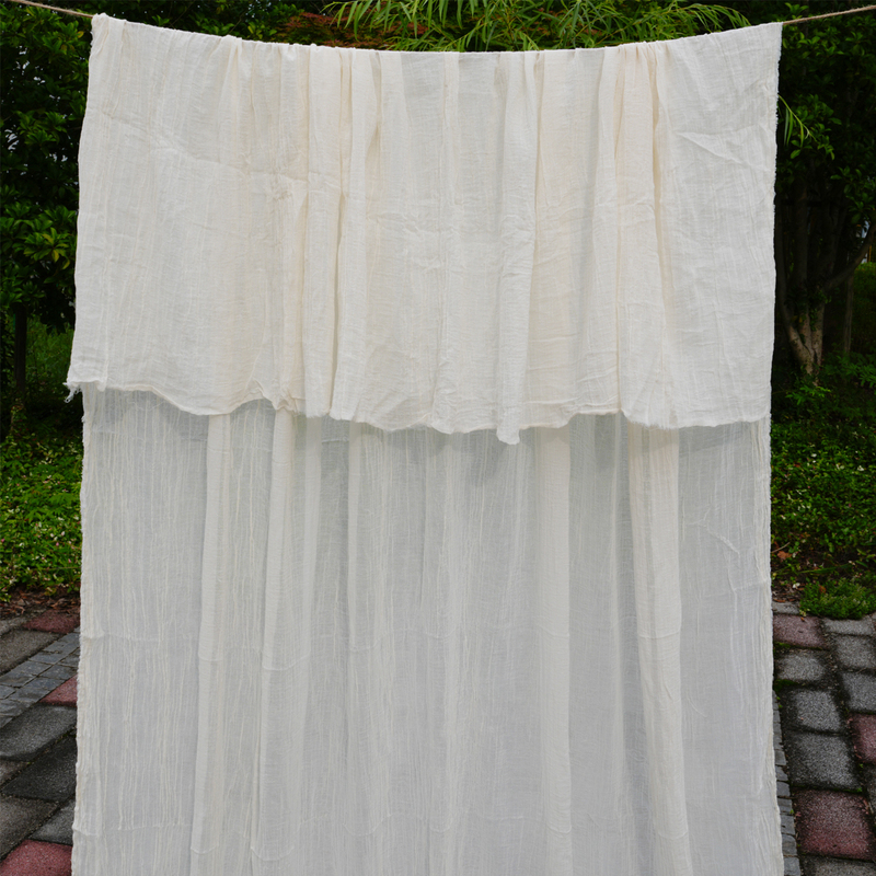Thin [Light-Transmitting] Beige Cotton Gauze Pleated Texture Photo Background Cloth Decorative Hanging Cloth Cotton Thread Cloth