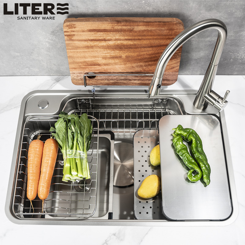 Rete Day Type Functional Type 304 Kitchen Stainless Steel 3D Sink Flat Substitute Nano Anti-Scraping Coating Embossing Groove-Taobao