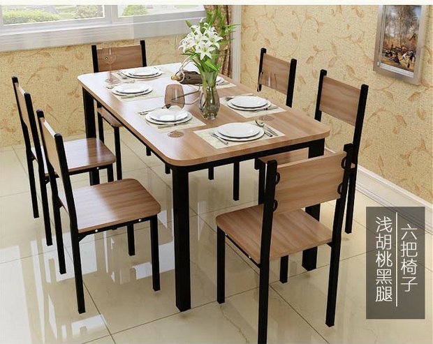 Nhà hàng ăn uống tại nhà hàng căn hộ nhỏ Nhà hàng ăn nhanh và bàn ghế kết hợp 4 6 người một bàn bốn ghế bàn đơn giản và hiện đại - Bàn bàn học đôi