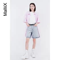 MlliiX independent design 2021 summer new product AB face two color wash denim natural waist shorts