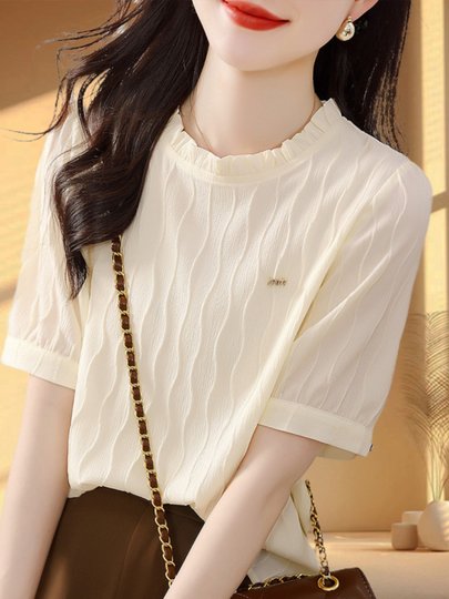 杭州高端大牌真丝T恤女装短袖小衫2025夏新款时尚气质桑蚕丝上衣