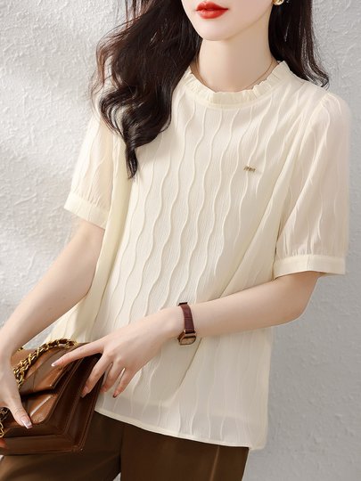 杭州高端大牌真丝T恤女装短袖小衫2025夏新款时尚气质桑蚕丝上衣