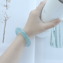 Natural jadeite rough bracelet ice waxy seed floating flower jade bracelet female Yang green violet jade bracelet jade live broadcast