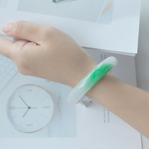 Natural jadeite rough bracelet ice waxy seed floating flower jade bracelet female Yang green violet jade bracelet jade live broadcast