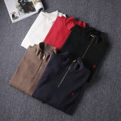 New men's knitted half-chest zipper pullover sweatshirt, comfortable and versatile