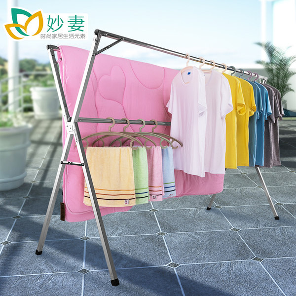 妙妻 不锈钢落地折叠晾衣架 MQ-001 聚划算+天猫优惠券折后￥38起包邮（￥49-10）