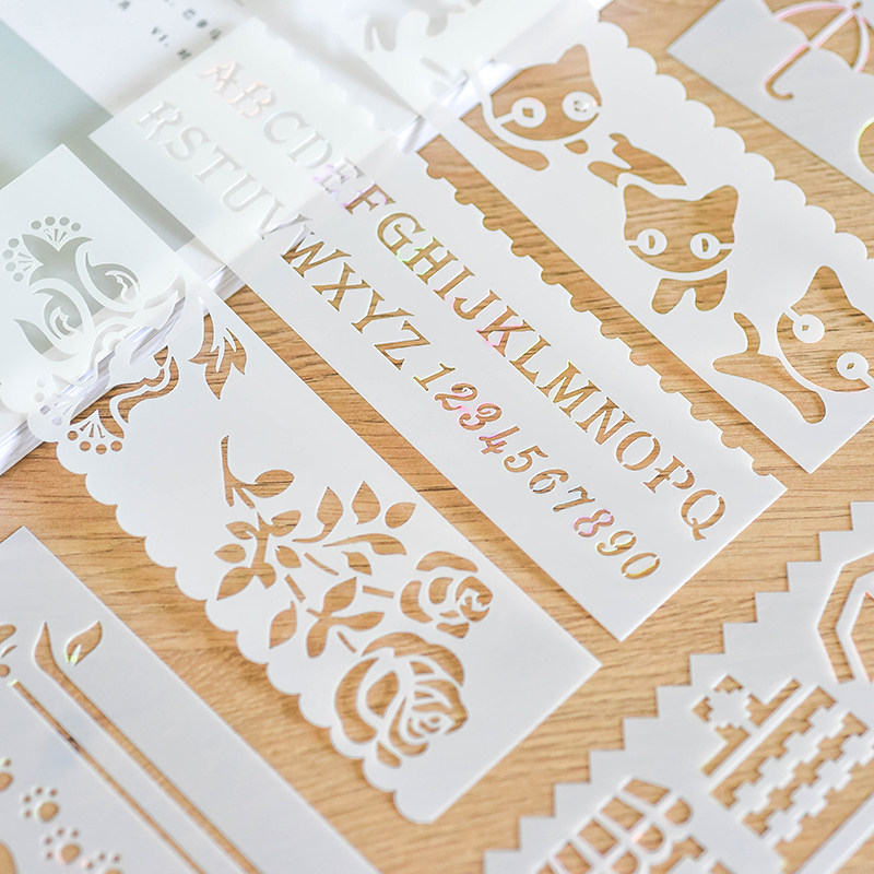 Hand copy newspaper template hollow drawing lace tool set for primary school students stationery tabloid material diy painting drawing ruler