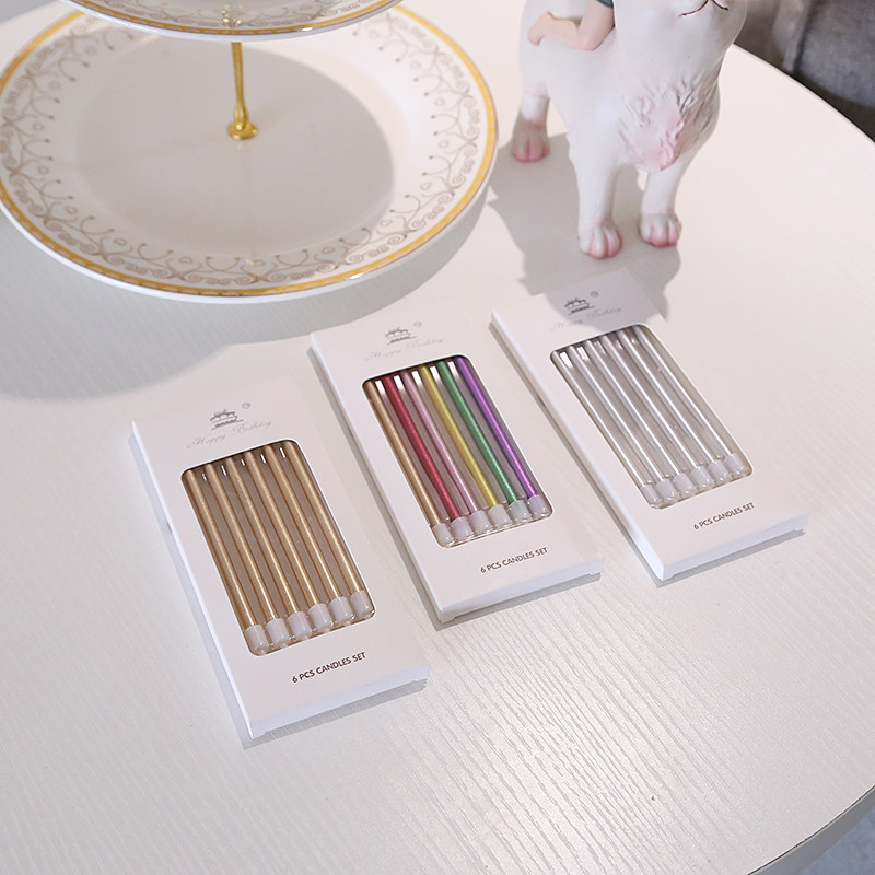 ZMILLION Birthday Candles High Quality Color Plating Gold Silver Box Slender Adult Cake Baking Decoration