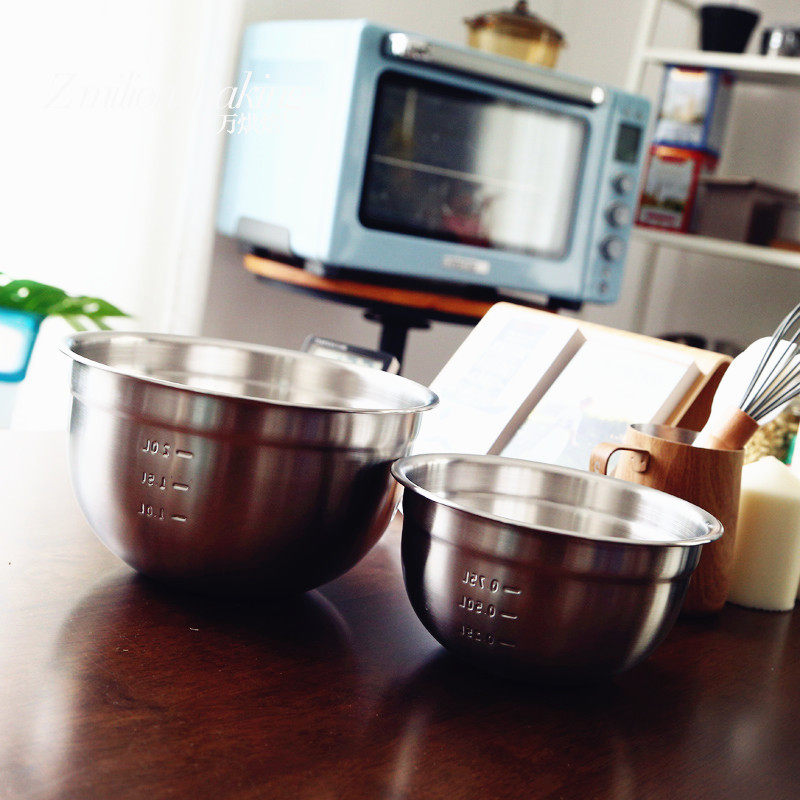 Export deepened thickened 304 stainless steel basin Egg beating basin with scale Baked fruit salad basin Dish and basin