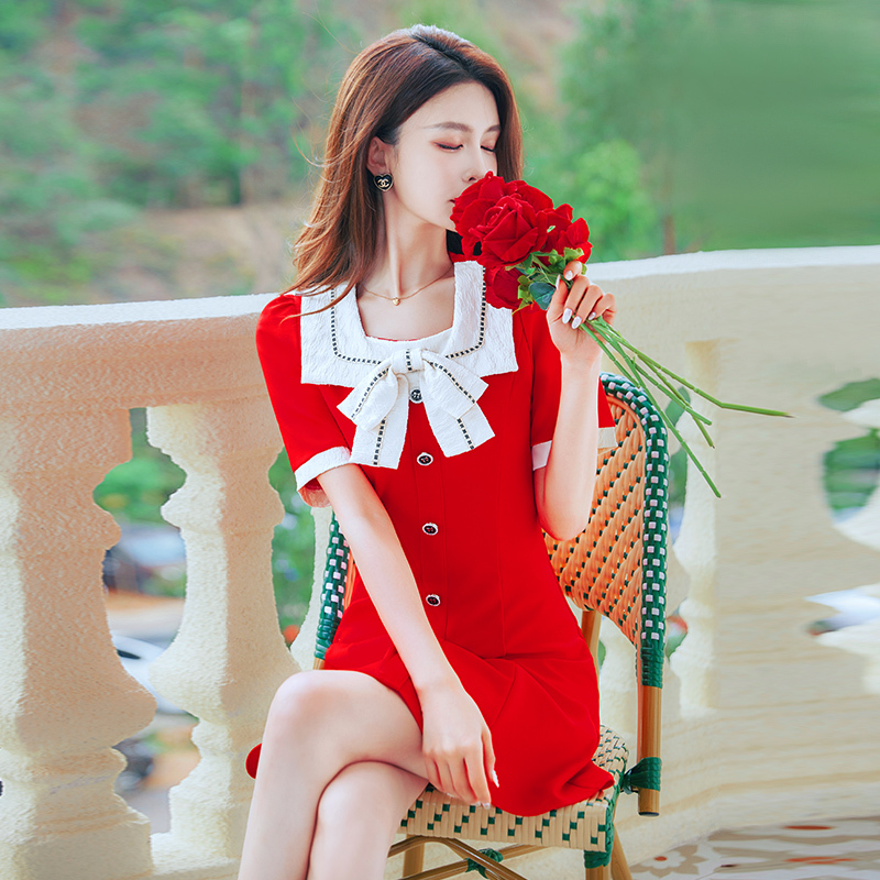 French-Style Stunning Red Petite Dress Engagement Women's Clothing Summer 2026 New Style Elegant and Sexy Dress French-Style Stunning Red Petite Dress Engagement Women's Clothing Summer 2026 New Style Elegant and Sexy Dress