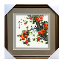 Suzhou embroidery Su embroidery finished painting hanging picture restaurant everything goes well persimmon flowers and birds dining room entrance hall 4 silk boutique study room