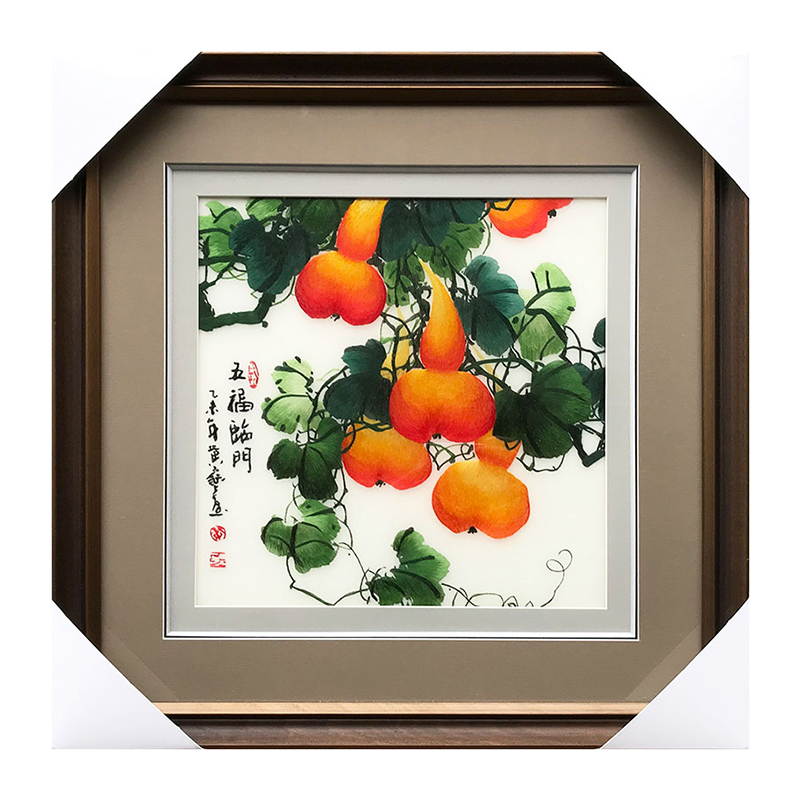 Suzhou embroidery finished product hanging painting pure handmade living room decoration gourd dining hall Mulberry Silk Corridor Stairs Wufu Linmen