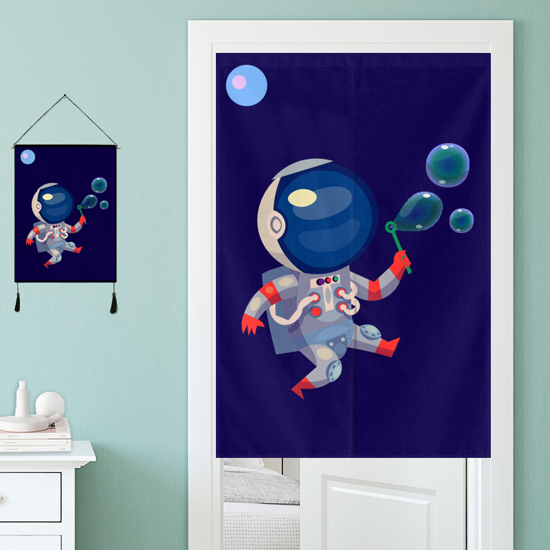 Door curtain partition window home bedroom door curtain decorative cloth curtain punch-free half curtain LOGO custom curtain small yellow people