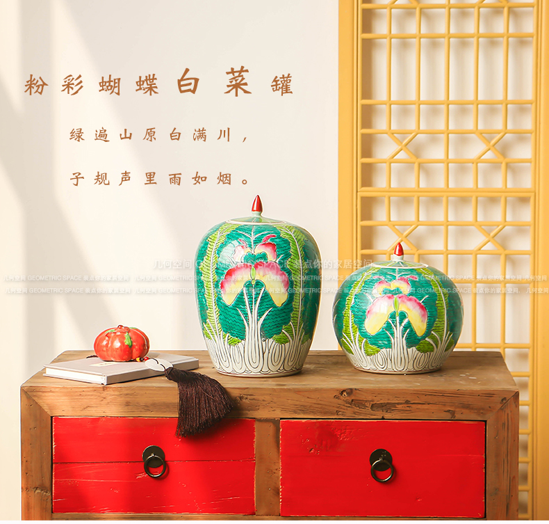 New Chinese style pastel cabbage butterfly ceramic pot place to live in the sitting room porch decoration study housewarming gift