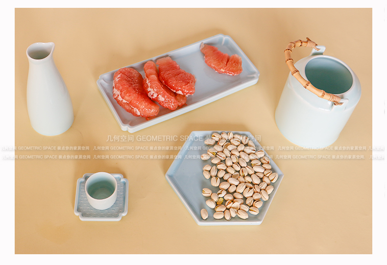 Modern Chinese style flower design creative ceramic bowl polygon Windows desktop tea table of fruit snacks dry fruit tray