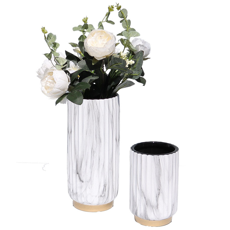 Modern Nordic light marble key-2 luxury ceramic vase furnishing articles sitting room TV cabinet table arranging flowers home decoration