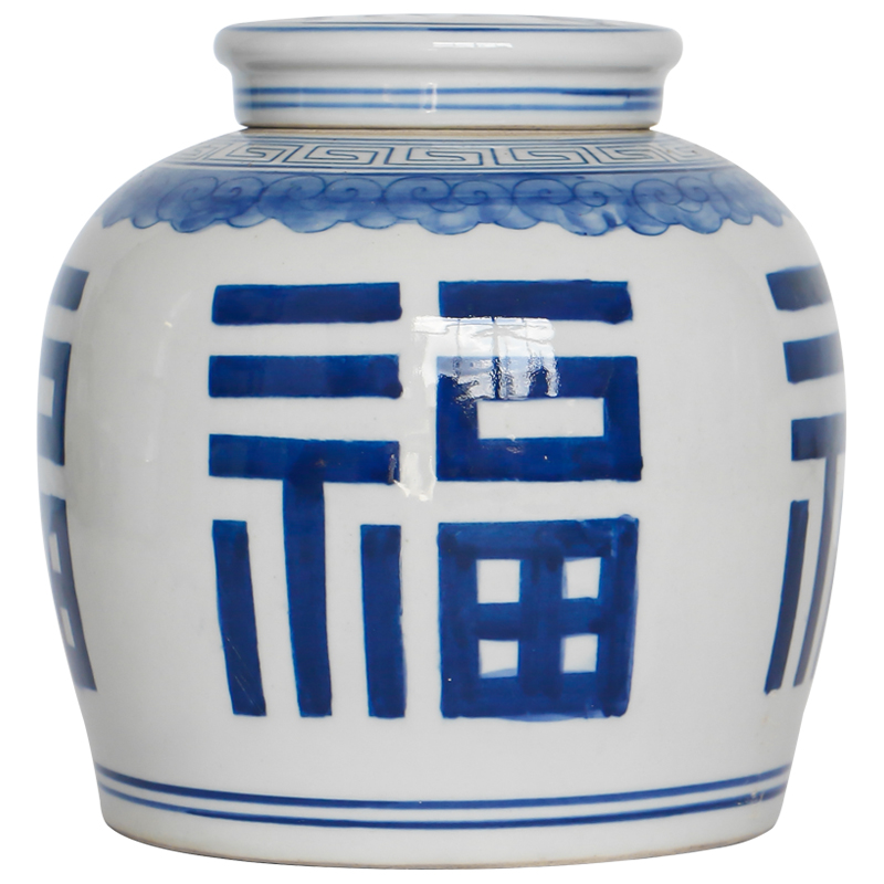 Chinese style restoring ancient ways is blue and white live long and proper storage tank of pottery and porcelain antique do old porcelain tea room porch rich ancient frame furnishing articles