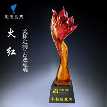 Creative glass trophy custom crystal trophy medals custom-made corporate anniversary commemorative lettering