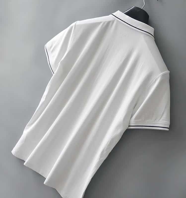 Màu trắng Kích thước lớn Lapel POLO áo sơ mi ngắn tay T thoải mái mềm mại + cotton nam mùa hè mới - Polo áo polo đen