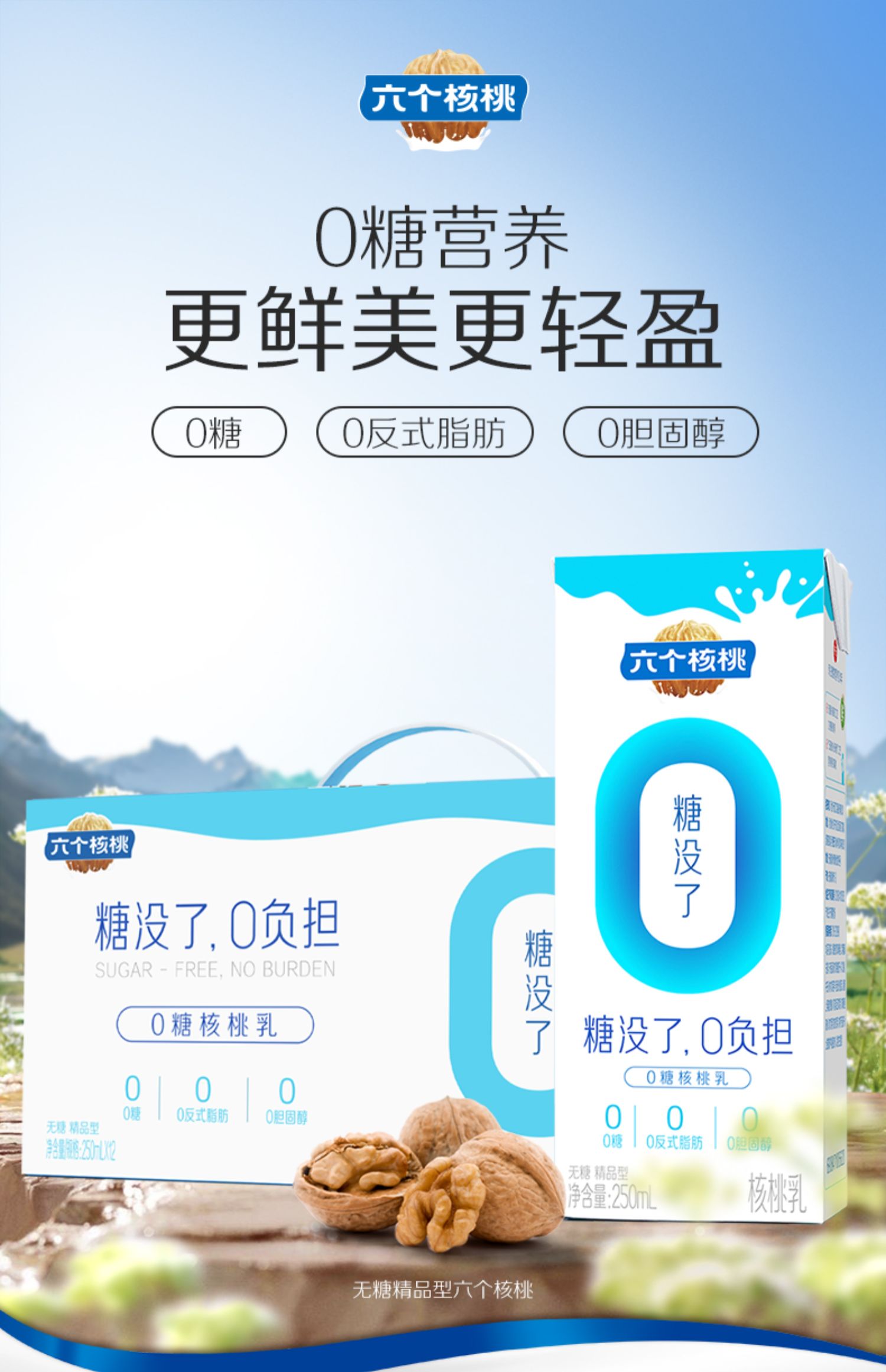 六个核桃无糖精品型250ml*12盒