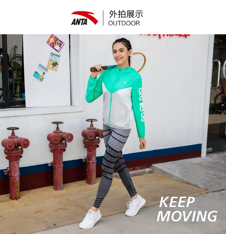 Anta áo khoác thể thao nữ kem chống nắng mùa hè hàng đầu 2018 phụ nữ mới của màu áo len trùm đầu áo khoác phần mỏng áo khoác the thao nữ