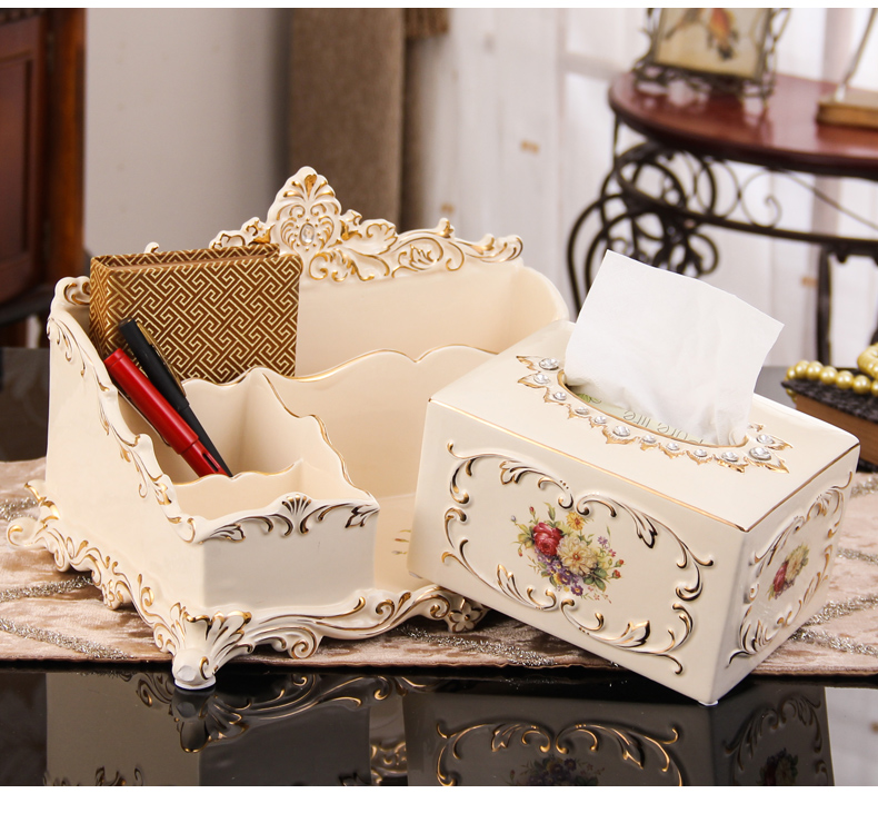 European ceramic multi - function tissue box creative desktop accessories receive home furnishing articles sitting room tea table smoke box