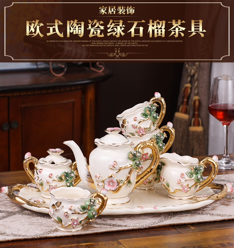 European ceramic tea set home sitting room with the tray was coffee cup suit creative wedding present for girlfriends