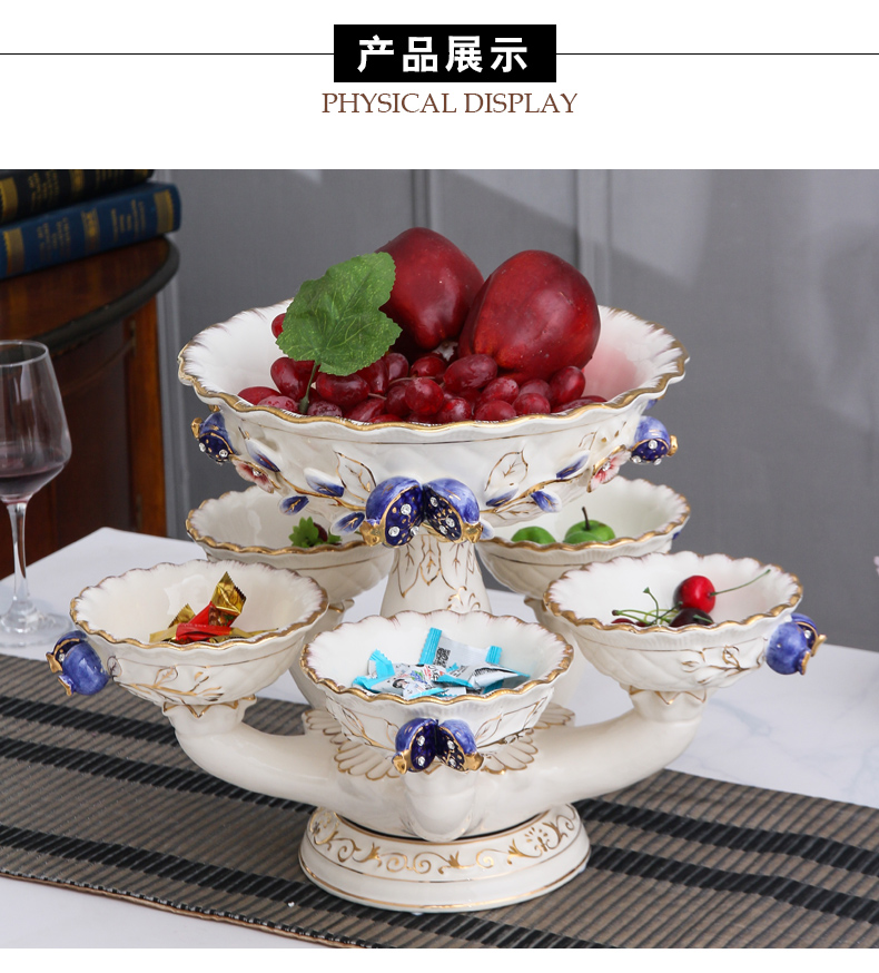 SAN road fort European compote creative rotating double bowl large home furnishing articles ceramic fruit bowl sitting room tea table