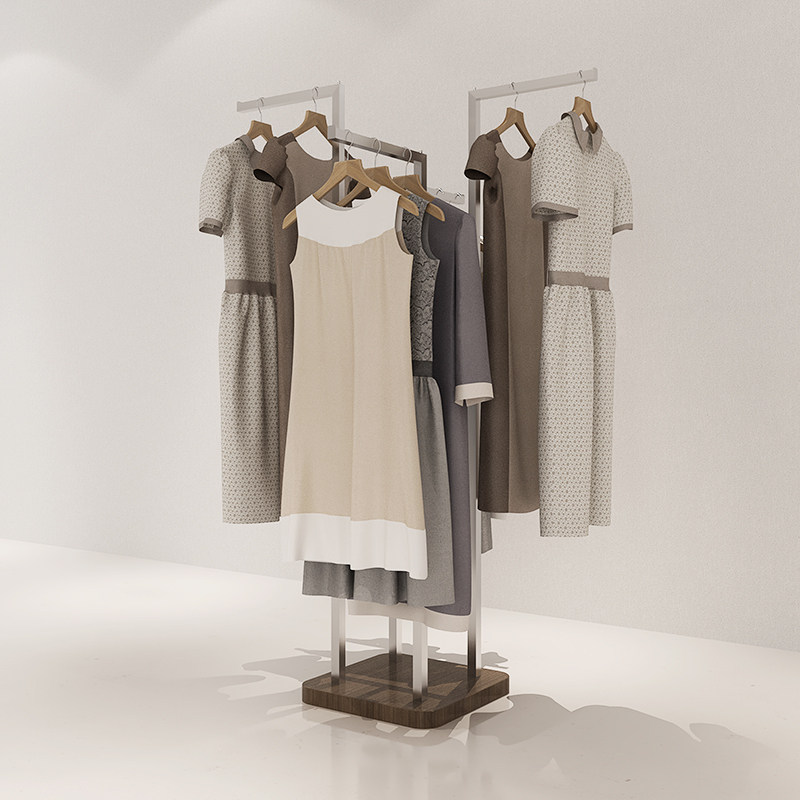 Clothing store new four-pole telescopic display rack Nakajima rack stainless steel display rack four-sided simple shelves for shops