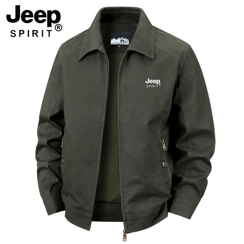 Jeep Men's Spring and Autumn New Pure Cotton Workwear Lapel Jacket Casual Loose Large Size Jacket for Men Jeep Men's Spring and Autumn New Pure Cotton Workwear Lapel Jacket Casual Loose Large Size Jacket for Men