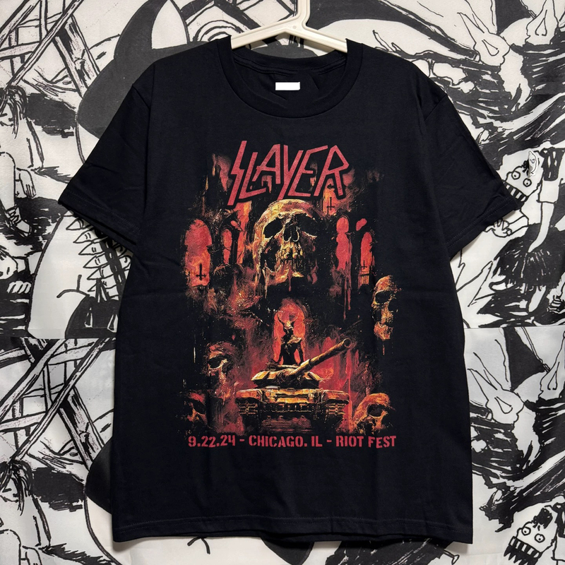 【Gildan Short Sleeve】Slayer Band Merchandise Thrash Metal European and American Rock Digital Direct Print Pure Cotton T-Shirt-